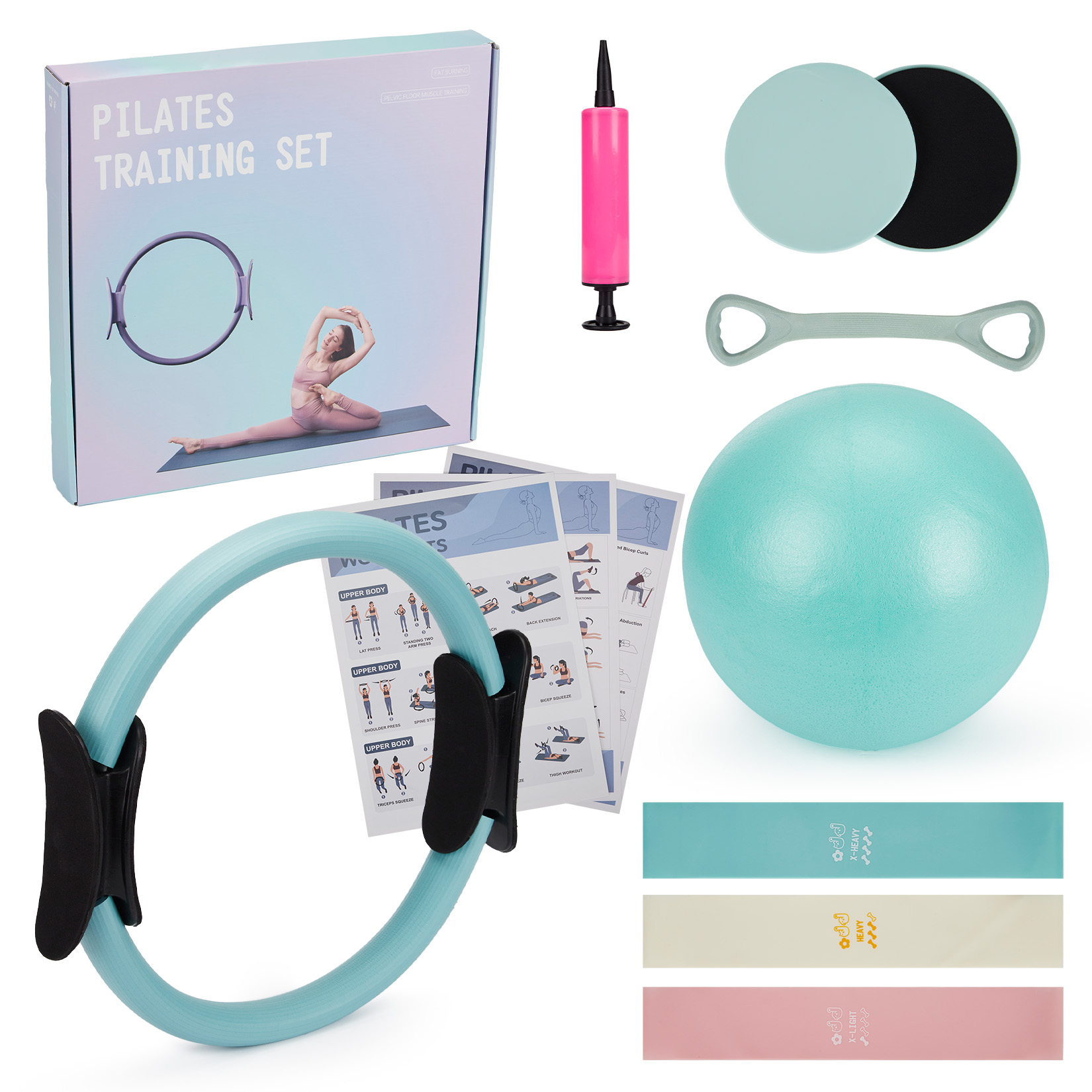 Pilates Yoga Bar - Ensemble d'entraînement Pilates, Anneau Pilates 6-en-1,
